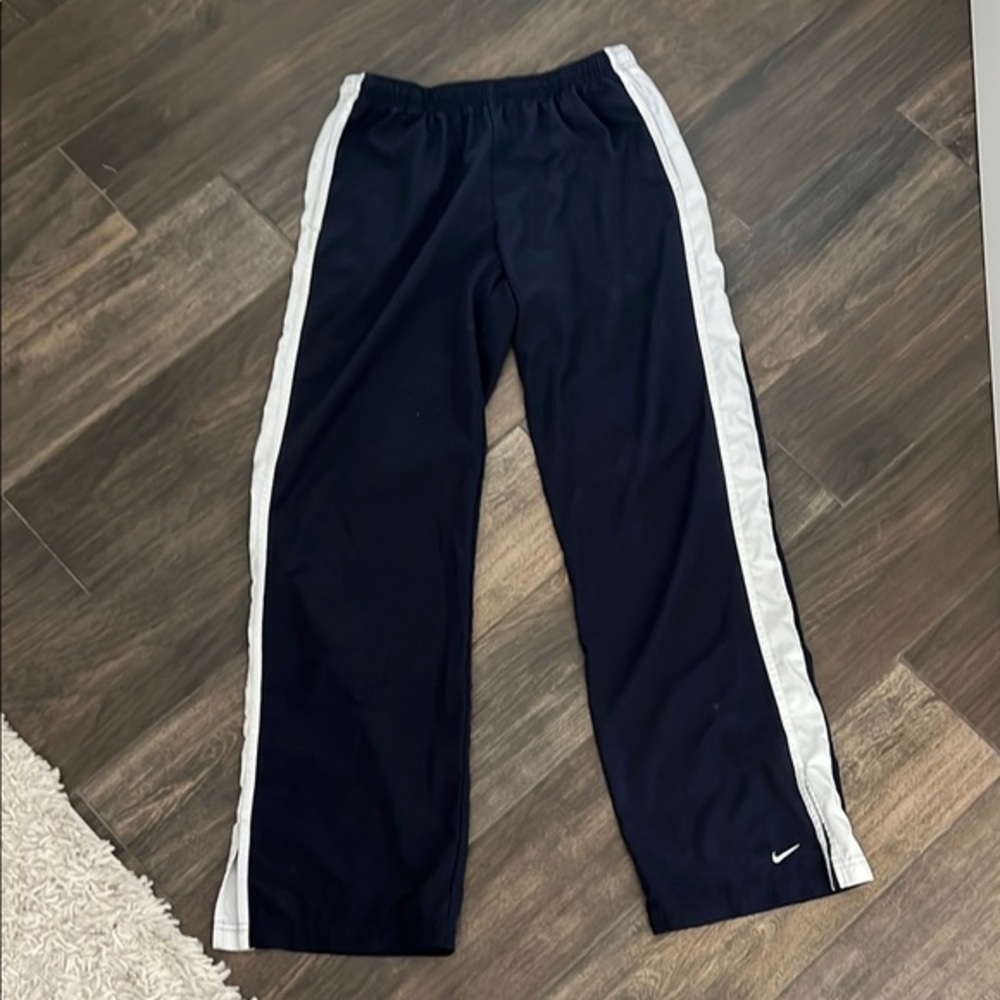 Vintage Gray Tag Nike Blue and White Wide Leg Track Pants Sz M